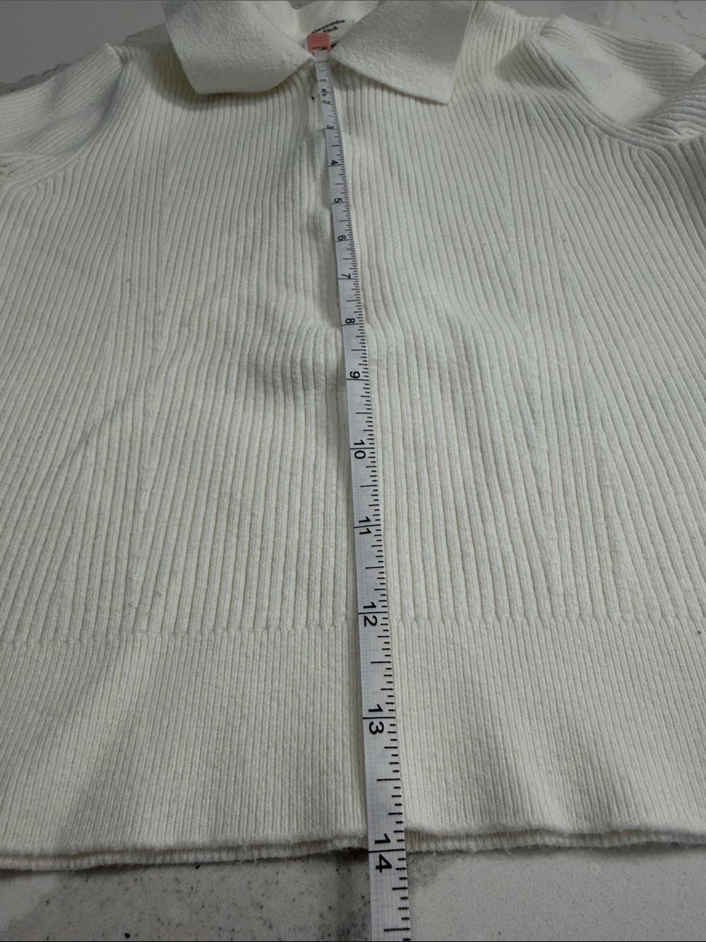 Abercrombie & Fitch Cream Ribbed Polo Sweater - Picture 7 of 8